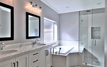 Bathroom bathtub after a remodel