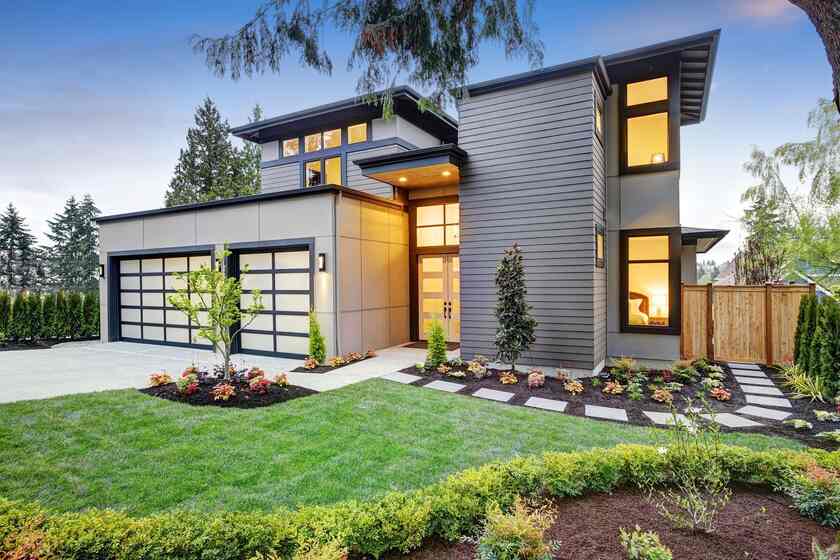 modern second story addition with lighting